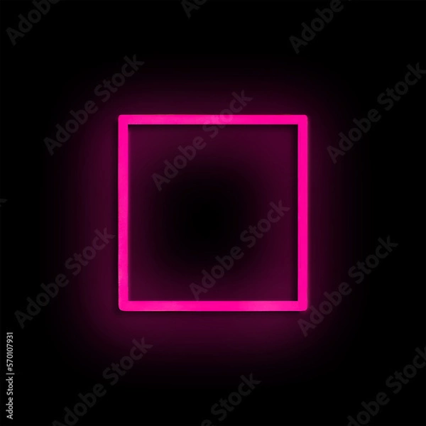 Fototapeta Neon pink, square frame, black background, glowing, simple, sign, empty frame