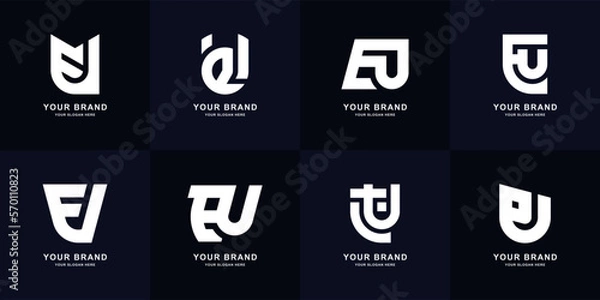 Obraz Collection letter EU or UE monogram logo design
