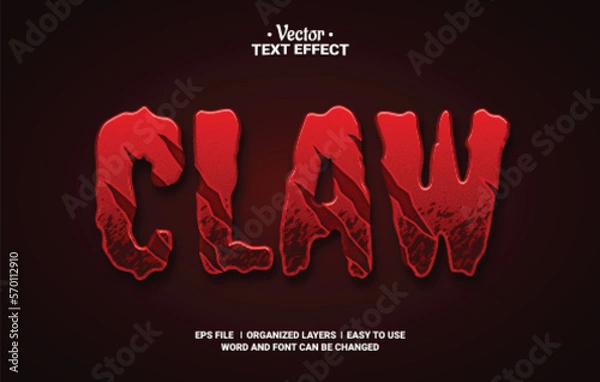 Obraz Claw Editable Vector Text Effect.