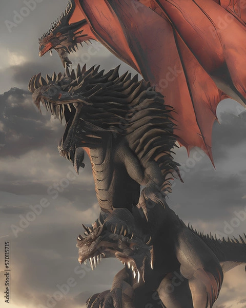 Fototapeta Statue of black dragon. Generative AI