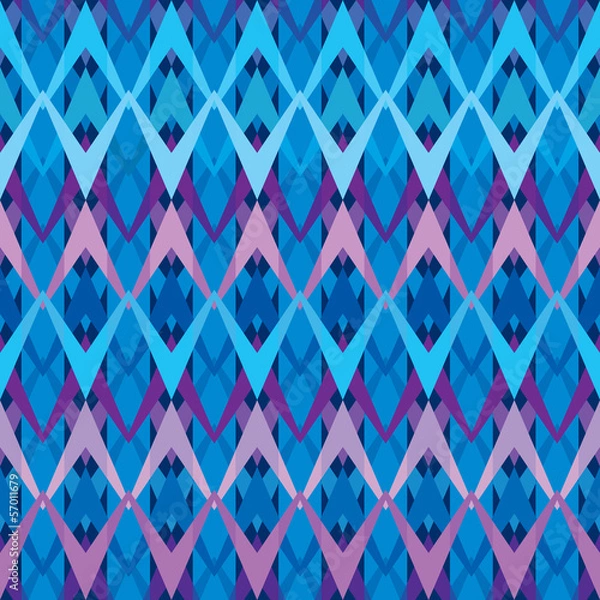 Fototapeta Blue seamless inlay of polylines. Winter motifs