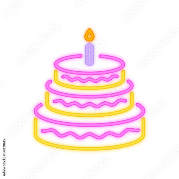 Fototapeta Birthday Cake Neon Signboard
