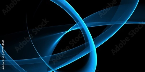 Fototapeta Abstract blue wave on black background	