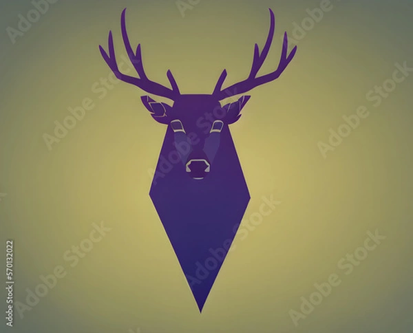 Fototapeta Deer illustration, bright portrait picture of a Deer, low poly, infographics, flat design. Generative AI.