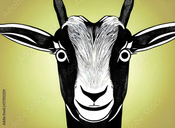 Obraz Goat illustration, bright portrait picture of a Goat, low poly, infographics, flat design. Generative AI.
