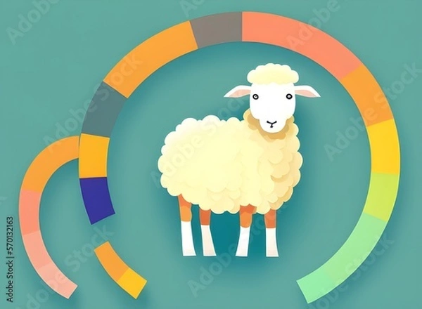 Fototapeta Sheep illustration, bright picture of a Sheep, low poly, infographics, flat design. Generative AI.