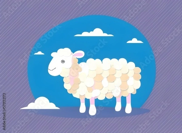 Fototapeta Sheep illustration, bright picture of a Sheep, low poly, infographics, flat design. Generative AI.