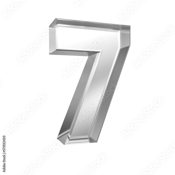 Fototapeta Glass alphabet 3d render,Number 7
