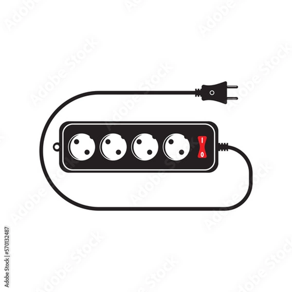 Obraz extension cord simple vector icon illustration in flat design
