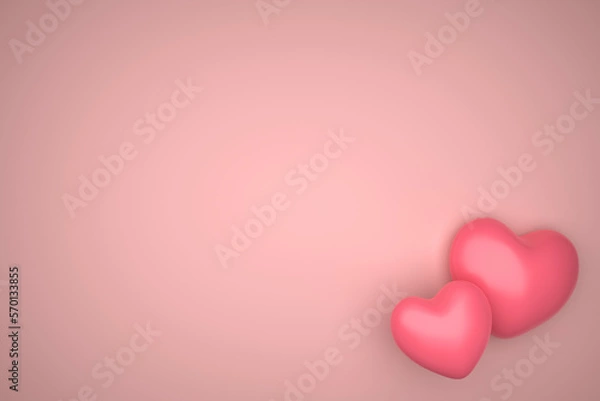 Obraz 3D render, illustration.Red heart on pink background. heart icon, concept of like and love