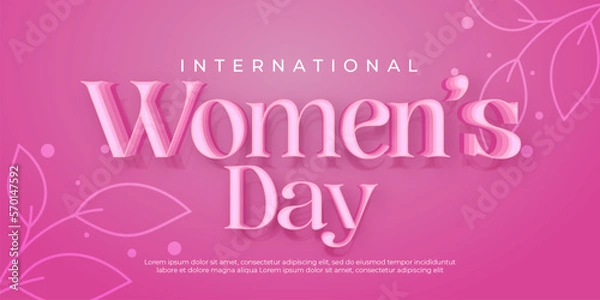 Fototapeta Awesome banner international women's day background with editable text 3d style