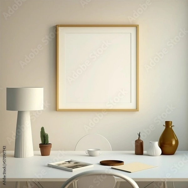 Obraz Wall Art Mock Up, Generative AI, Square Art, Blank