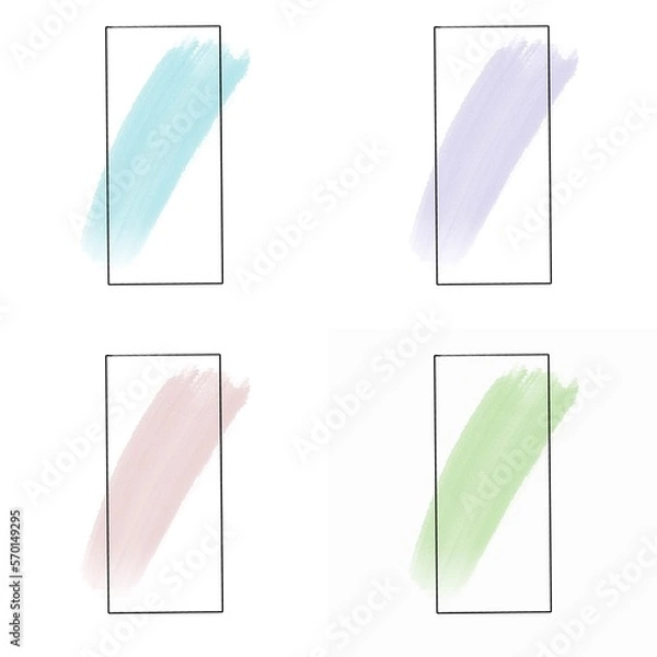 Fototapeta Set of watercolor brush strokes on white background. Vector illustration.