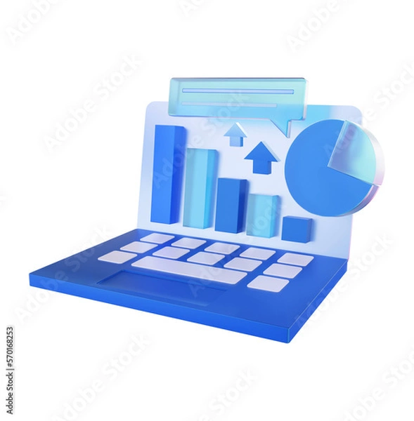 Obraz Business analysis report with chart and laptop 3d rendering