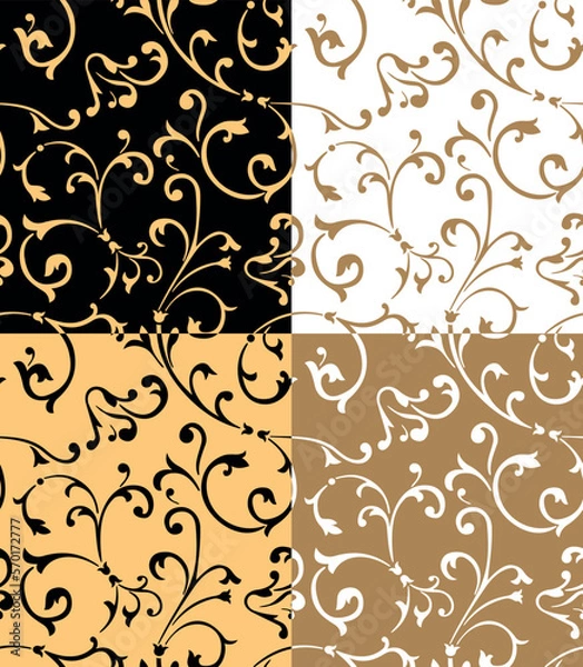 Fototapeta floral ornament monochrome pattern black and white