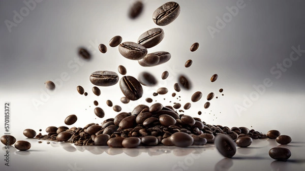 Fototapeta Coffee Beans on A White Background Created With Generative Ai