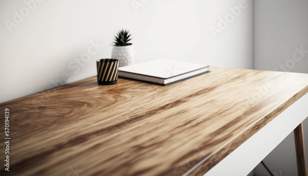 Fototapeta Minimalist Empty Wooden Desk Created With Generative Ai