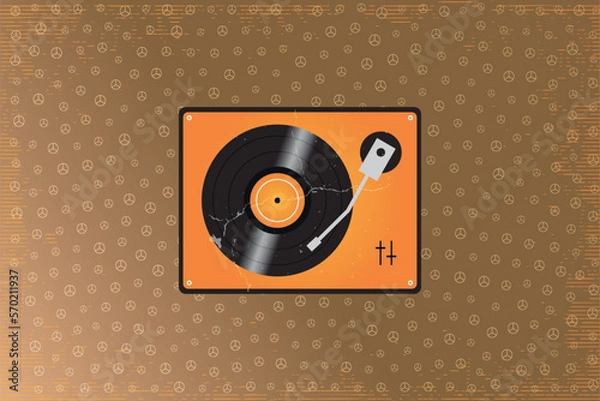Fototapeta Abstract retro vinyl player combined with geometric design elements for posters and label designs