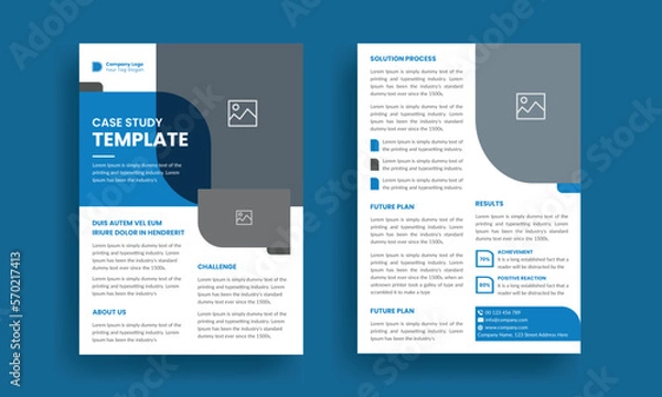 Fototapeta Case study template. Business case study booklet with creative layout. Double side flyer design
