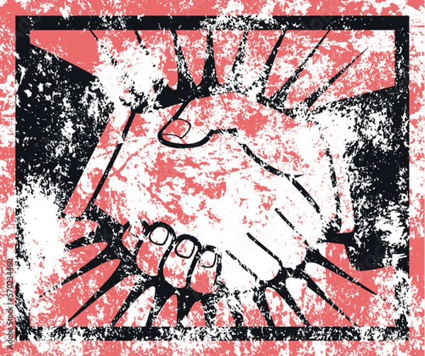 Fototapeta Handshake black and white vector illustration