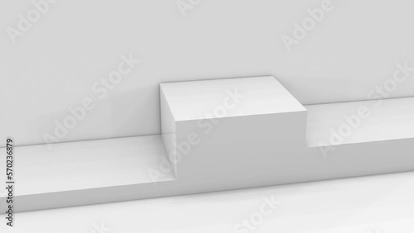 Fototapeta Podium in abstract white or grey composition. 3D render graphic image.