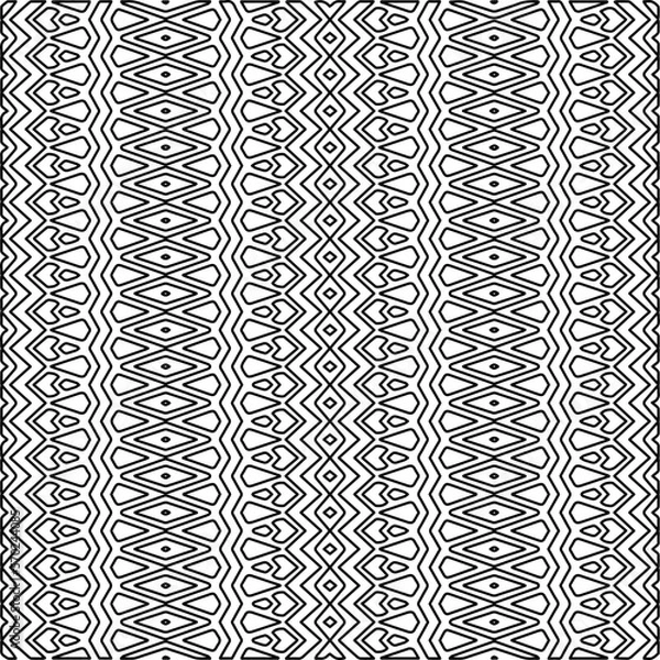 Fototapeta Stylish texture with figures from lines.
Abstract geometric black and white pattern for web page, textures, card, poster, fabric, textile. Monochrome graphic repeating design. 