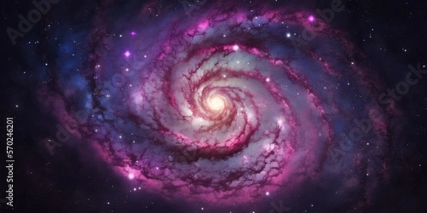 Fototapeta A beautiful pink galaxy in deep space. Generative AI