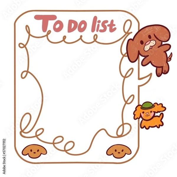 Fototapeta Cute puppy page for notes, plans and reminders. You can use it at school, at university and at work.	