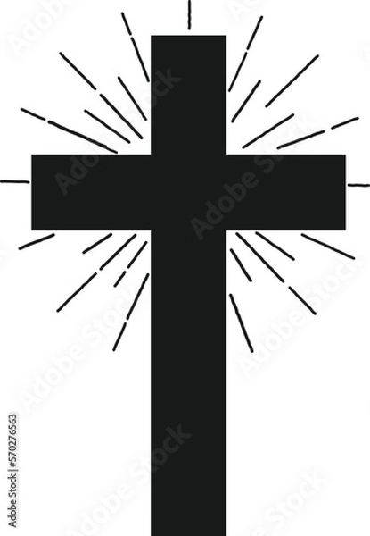 Fototapeta Cross christian symbol with sunburst, ZIP file contains EPS, JPEG and PNG formats.