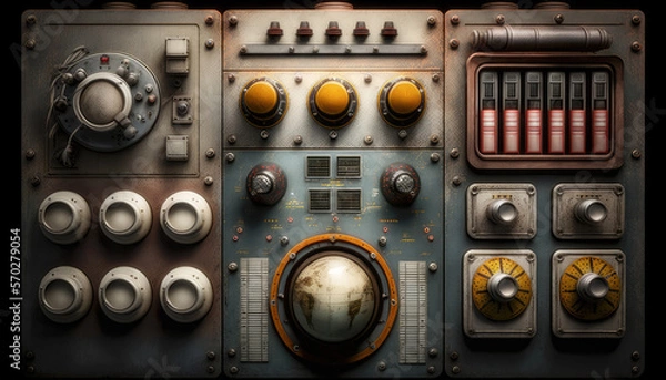 Fototapeta Vintage Equipment Control Panel. Generative AI