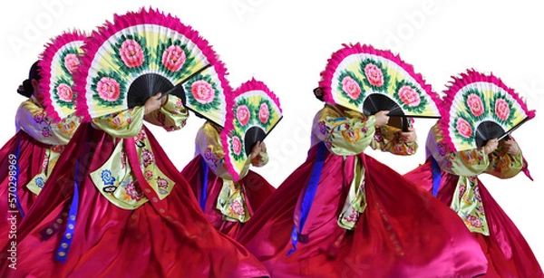 Obraz Korean traditional dance, isolated