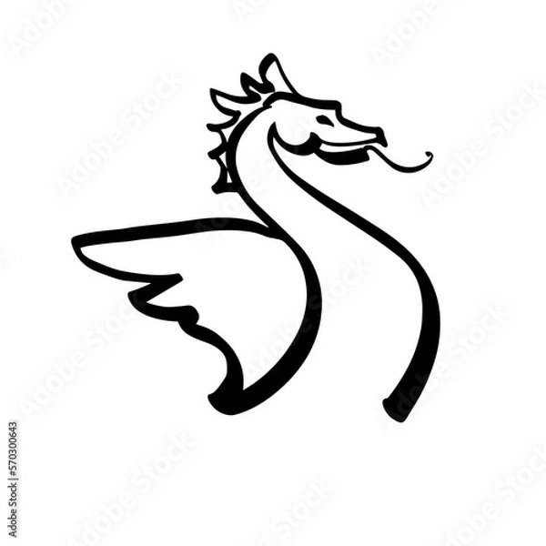 Obraz Chinese dragon. A calligraphic graphic element drawn by hand. Vector illustration