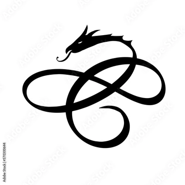 Obraz Chinese dragon. A calligraphic graphic element drawn by hand. Vector illustration