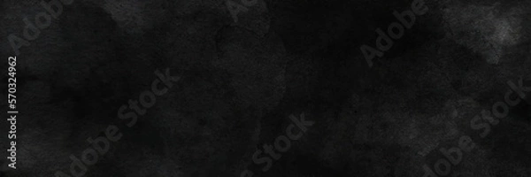 Fototapeta Panorama view dark concrete textured wall background. black grunge cement wall texture for interior design. dark edges.copy space for add text.