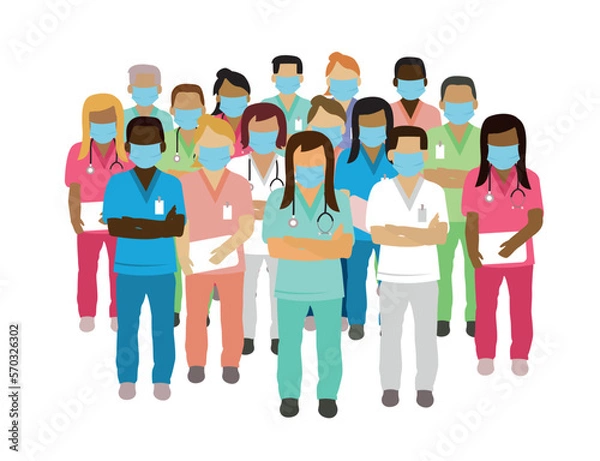 Obraz medical staff using safety face mask vector