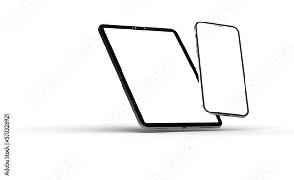 Fototapeta Photo Black tablet computer with blank 3d
