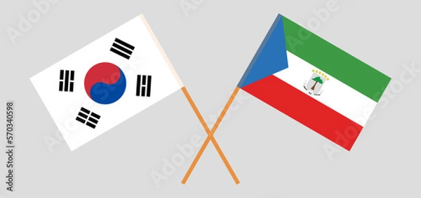 Fototapeta Crossed flags of South Korea and Equatorial Guinea. Official colors. Correct proportion