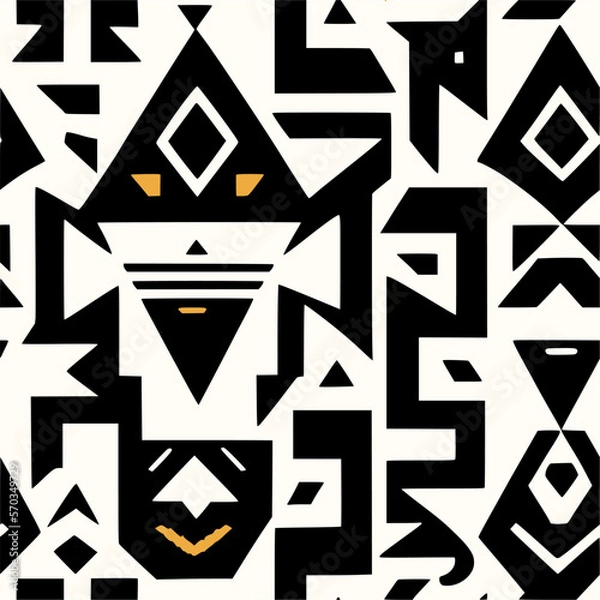 Fototapeta Ethnic African style Geometric Vector Seamless Pattern textile print. traditional design. Creative pattern backgrounds.