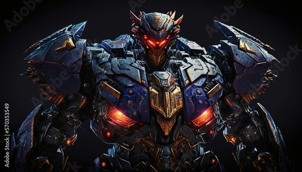 Obraz 3D Rendered Futuristic Cyborg Enemy AI Generative