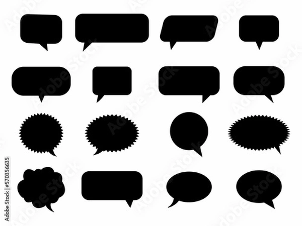 Obraz Set of speech bubble chat vector illustration with black and white color. Bulle Discussion Set Icons