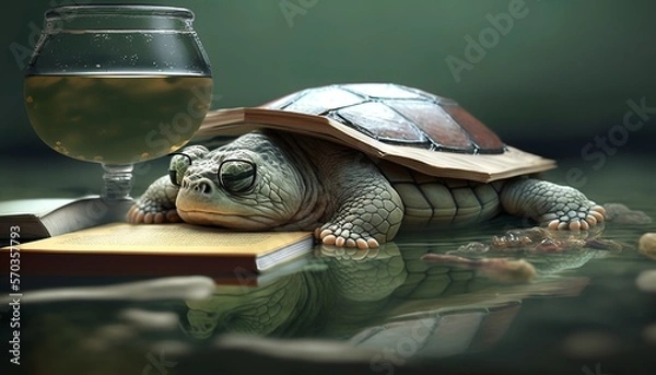 Fototapeta cute and funny lazy turtle