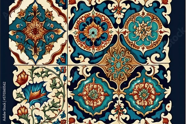 Fototapeta Mediterranean seamless pattern from Moroccan tiles,ornaments. Can be used for wallpaper, pattern fills, web page background,surface textures.Geometric mosaic . Seamless tile ornament.