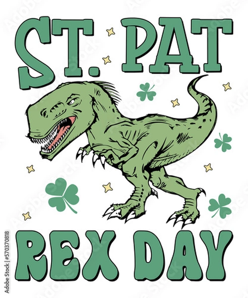 Fototapeta St. Pat Rex Day Kids Shirt PNG, Patrick's Day Kids T-rex Shirt, Dinosaur Kids Shirt PNG, St. Patrick's Dinosaur Shirt PNG Print Template