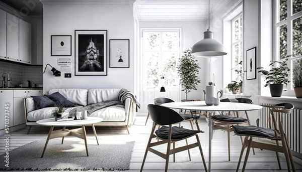 Fototapeta Scandinavian style interior design idea. Generative AI