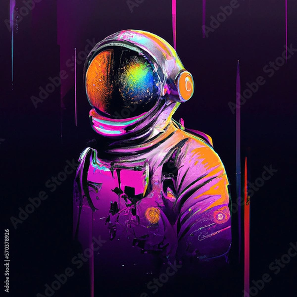 Fototapeta Astronaut cyberpunk, generative ai