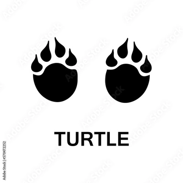Fototapeta turtle foot print, animal paw print illustration on white background..eps