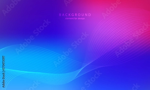 Fototapeta Abstract gradient background. Wave element for design. Digital frequency track equalizer. Stylized line art. Colorful shiny wave with lines. Trendy color blue. Curved wavy smooth stripe. Vector.