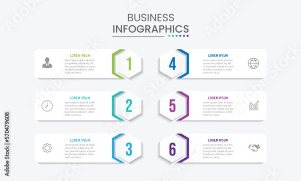 Fototapeta Vector infographic design template with 6 options or steps