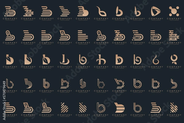 Fototapeta abstract letter B logo icon set. design for business of luxury, elegant, simple.