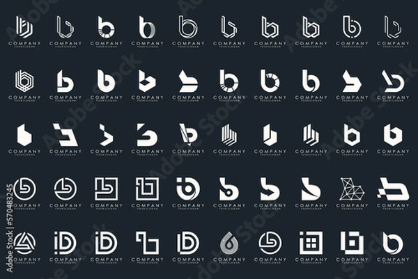 Fototapeta abstract letter B logo icon set. design for business of luxury, elegant, simple.